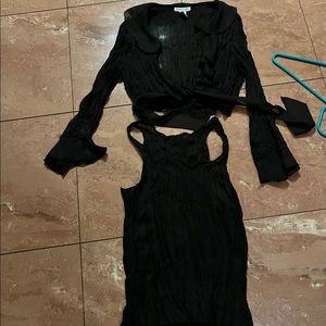 Crinkle twin set, cami and cropped jacket blouse